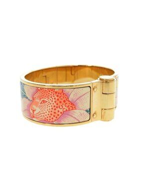 Hermes Charnier GM Leopard Gold Bangle Bracelet